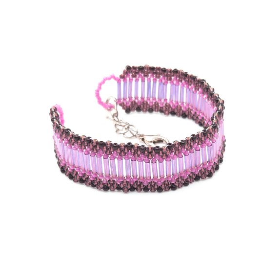 Burgundy & Pink Beaded Bracelet