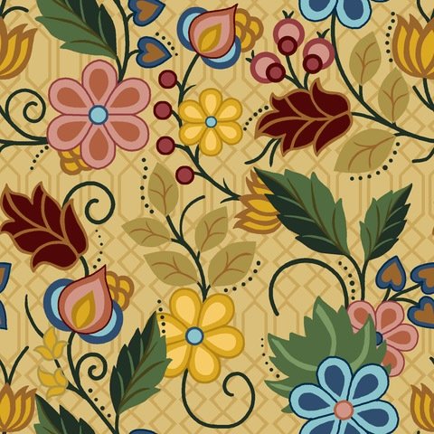 "Mustard" Metis Floral Fabric