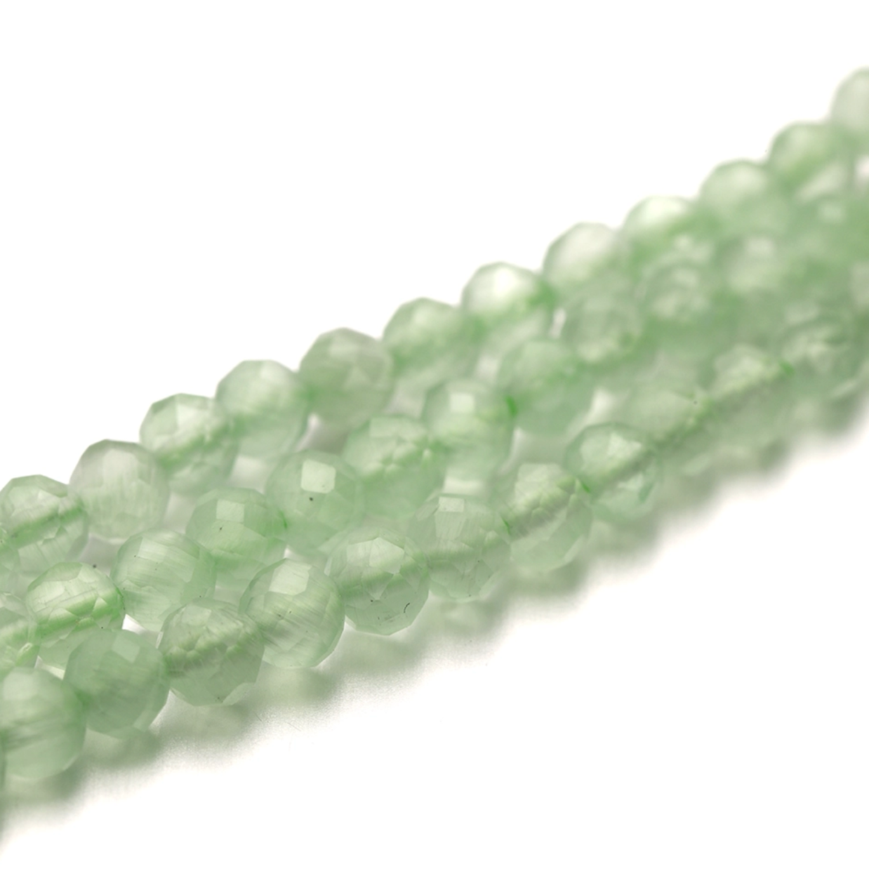 Cats Eye Fibre Optic Faceted Beads 3mm