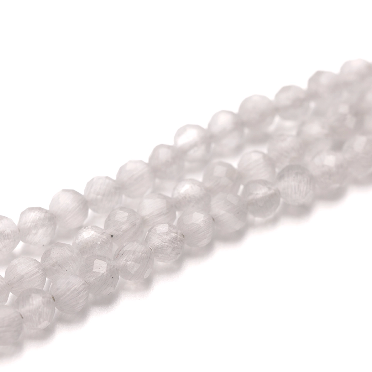 Cats Eye Fibre Optic Faceted Beads 3mm