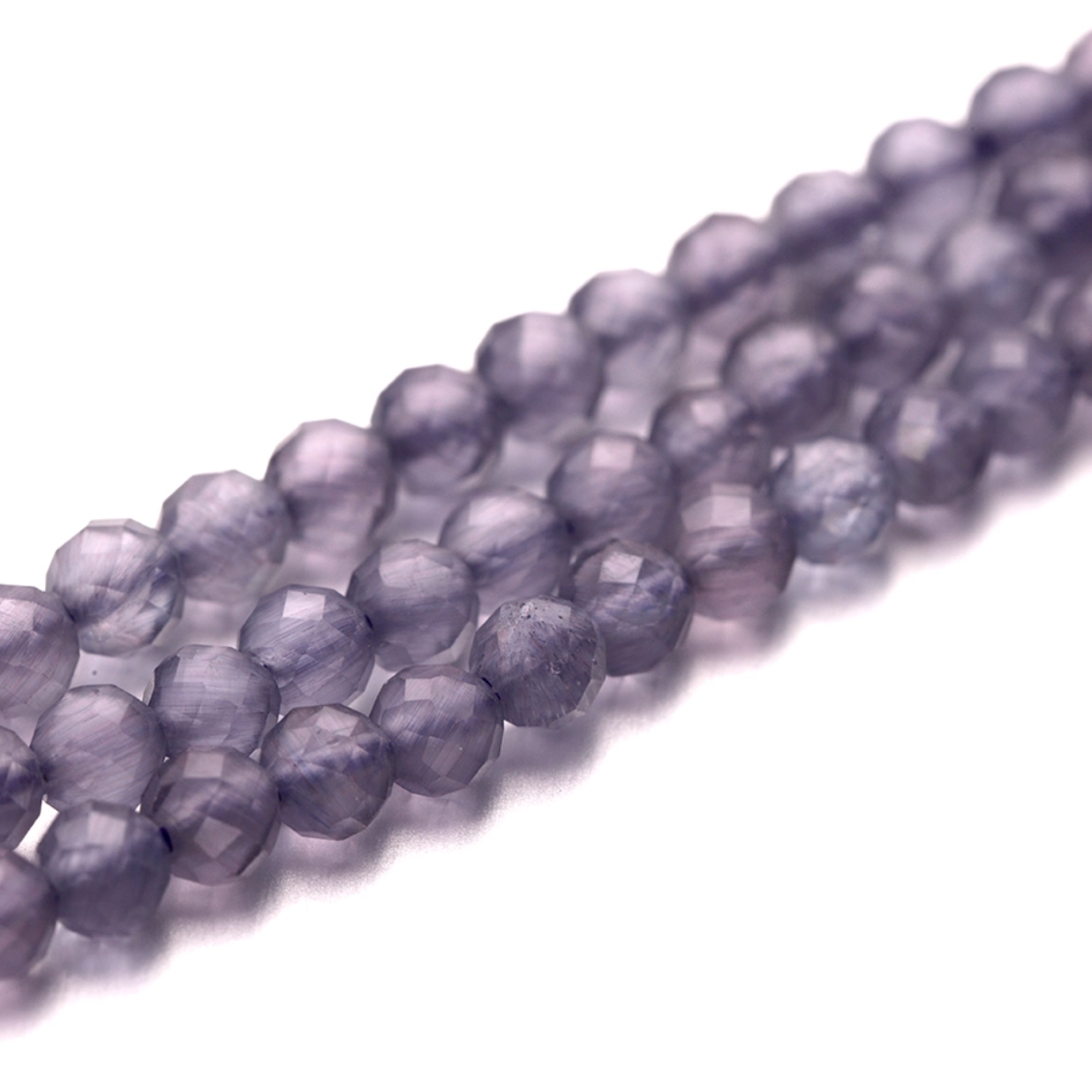 Cats Eye Fibre Optic Faceted Beads 3mm