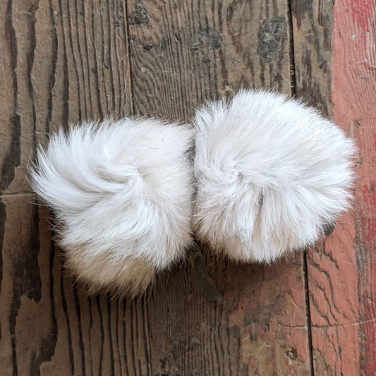 Fox Fur Pom Poms in "Blue" Light Grey