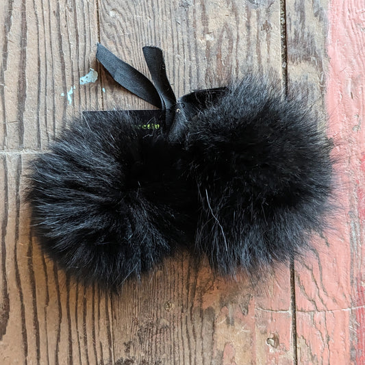 Fox Fur Pom Poms in Black