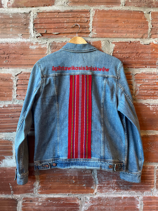 Apihtawikosisaaniskwew Metis Sash Denim Jacket