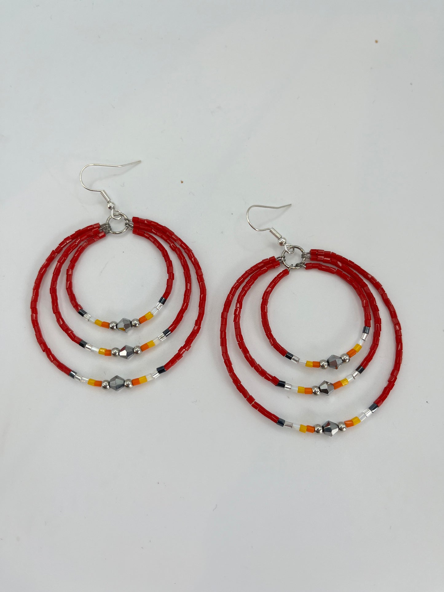 Red Beaded Hoops