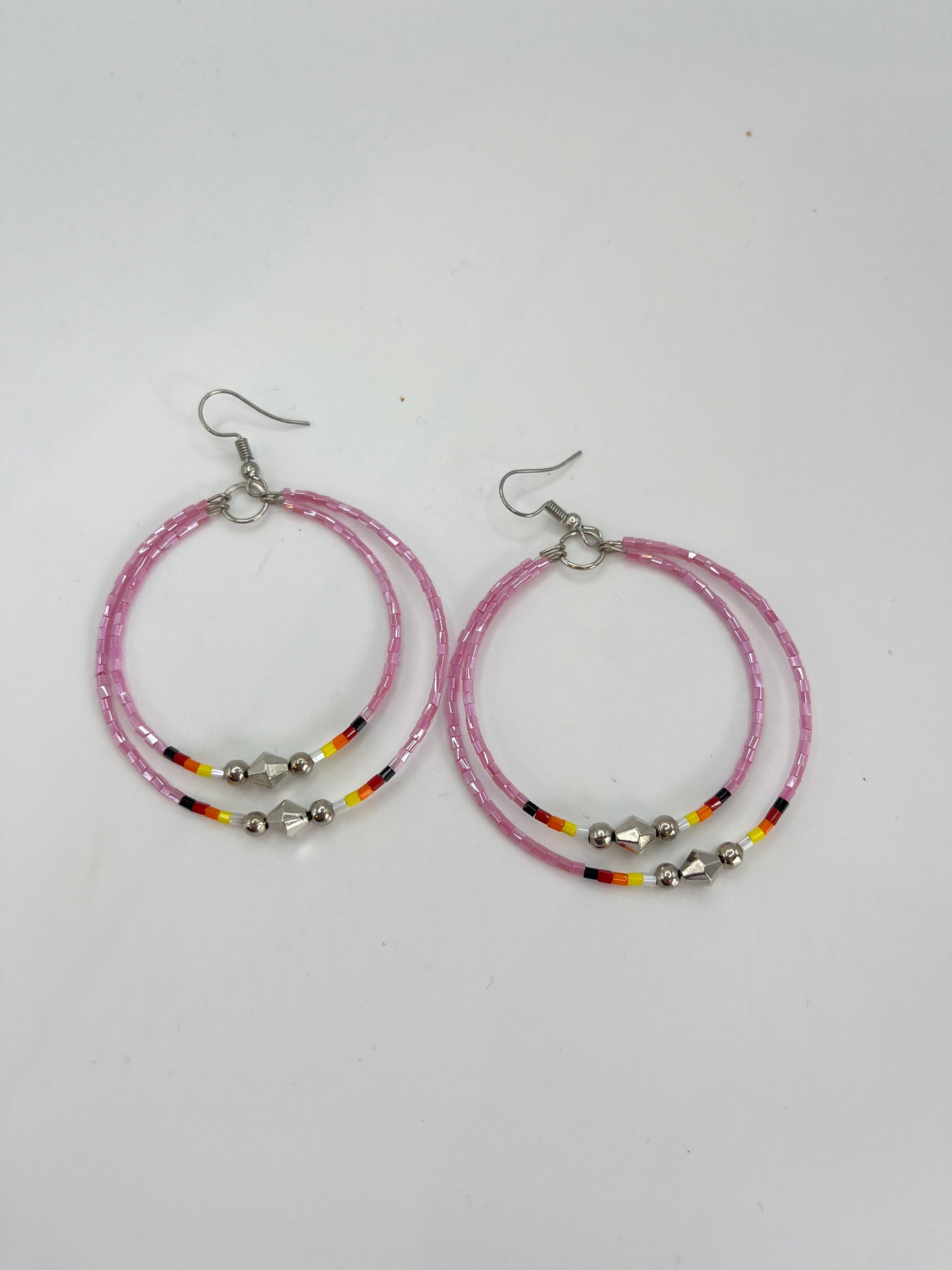 Dusty Rose Beaded Hoops