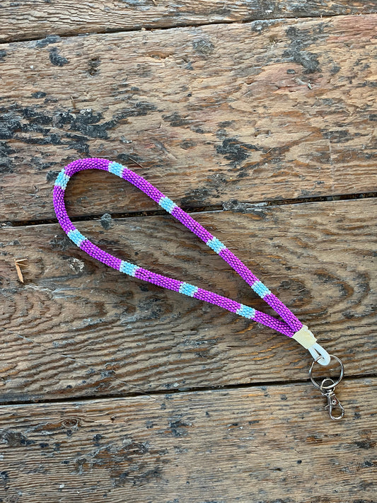 Purple Striped Lanyard