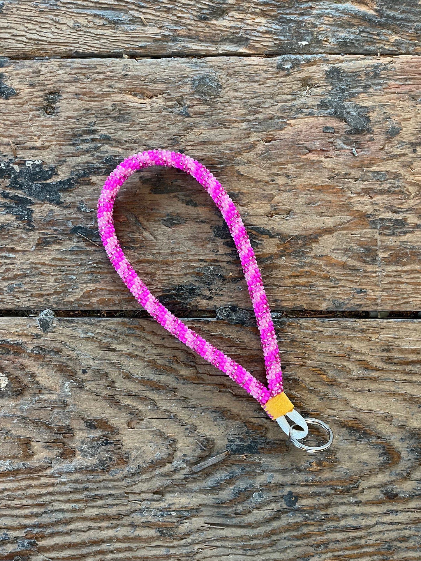 Pink Striped Lanyard