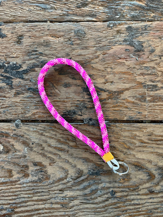 Pink Striped Lanyard