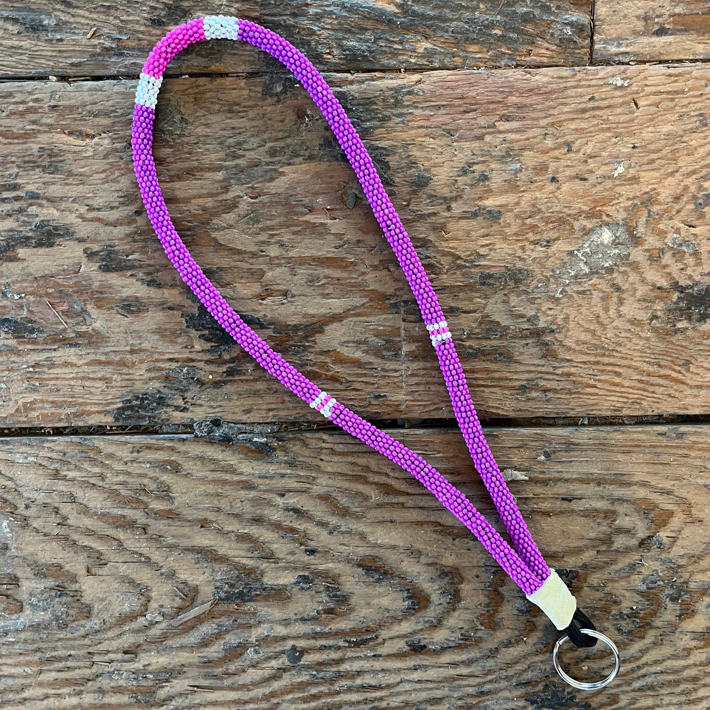 Fuchsia Beaded Lanyard