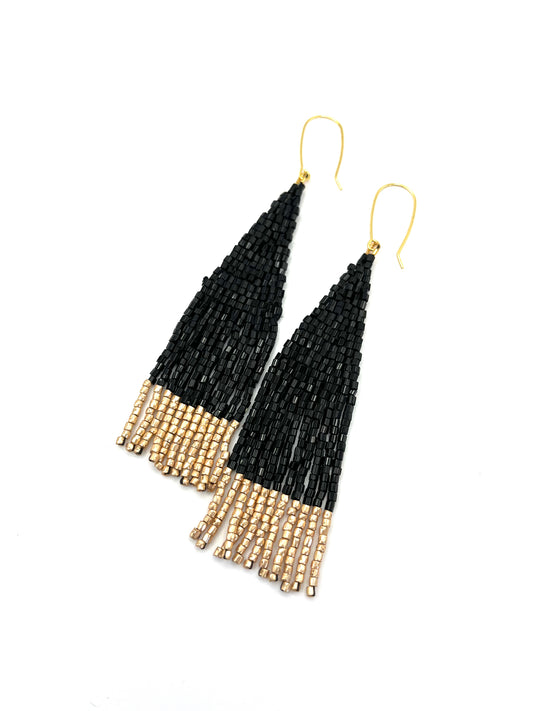 Shiny Black and Gold Fringe