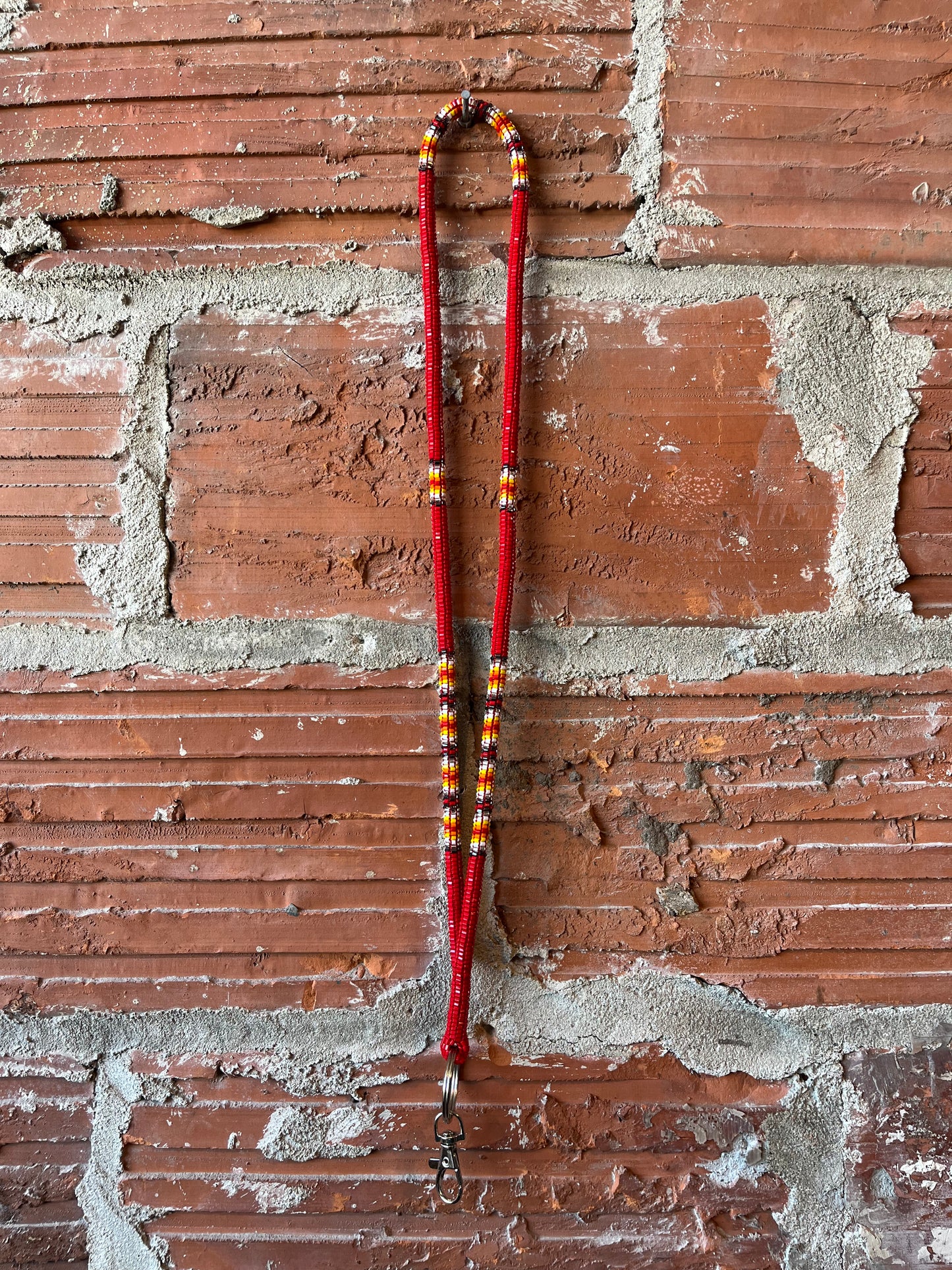 Red Medicine Wheel Themed Beaded Lanyard