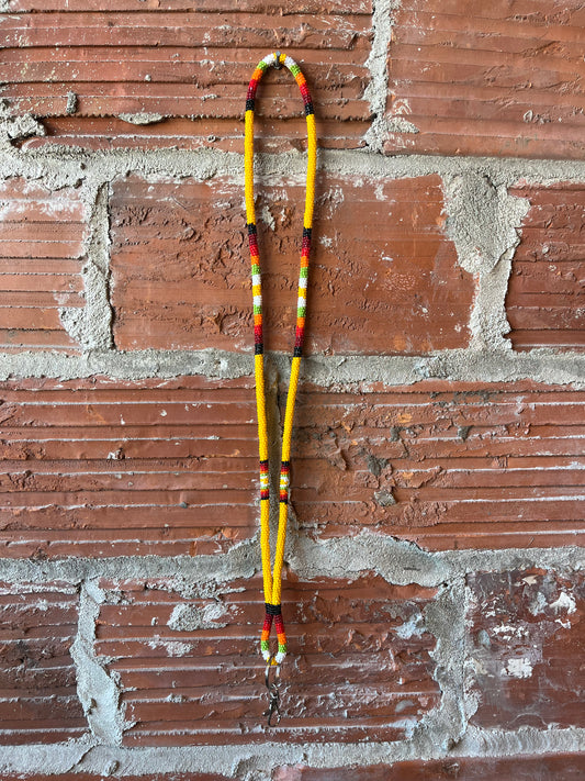 Yellow Medicine Wheel Themed Beaded Lanyard