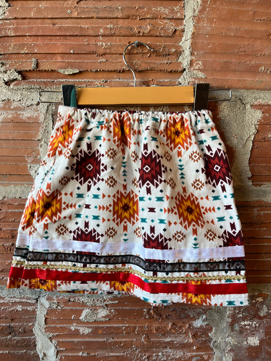 White Patterned Children's Ribbon Skirt