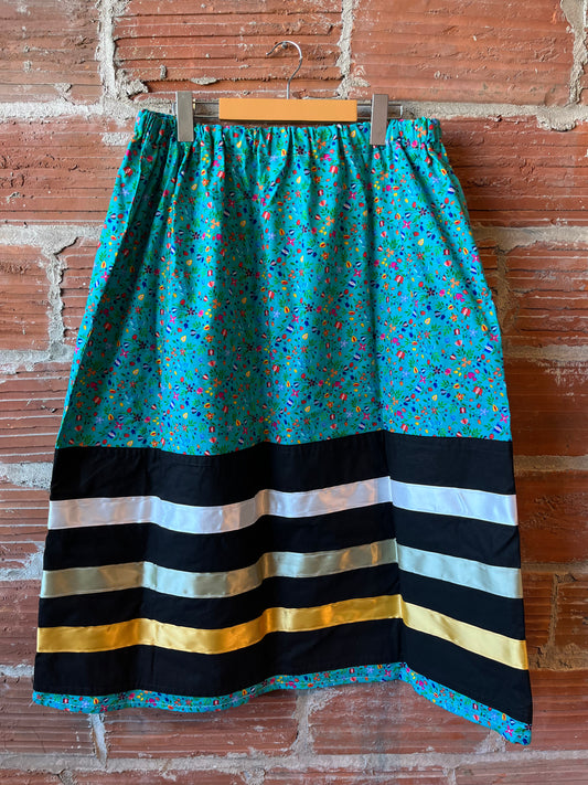 Floral Turquoise Adult Ribbon Skirt