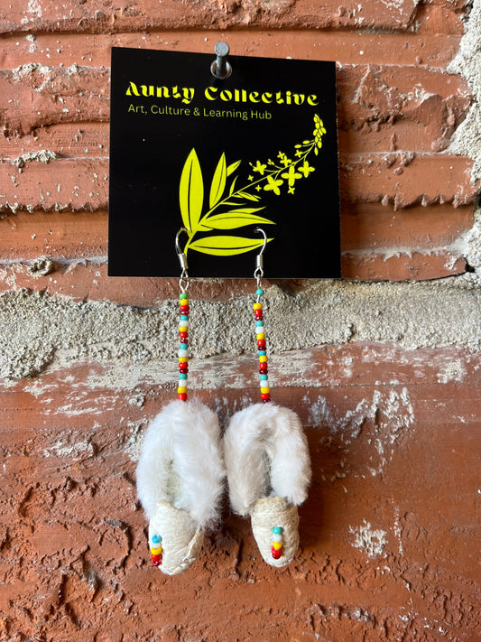 Miniature White Moccasin Earrings