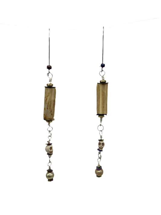 Abalone & Skull Devil's Club Dangling Earrings (Copy)