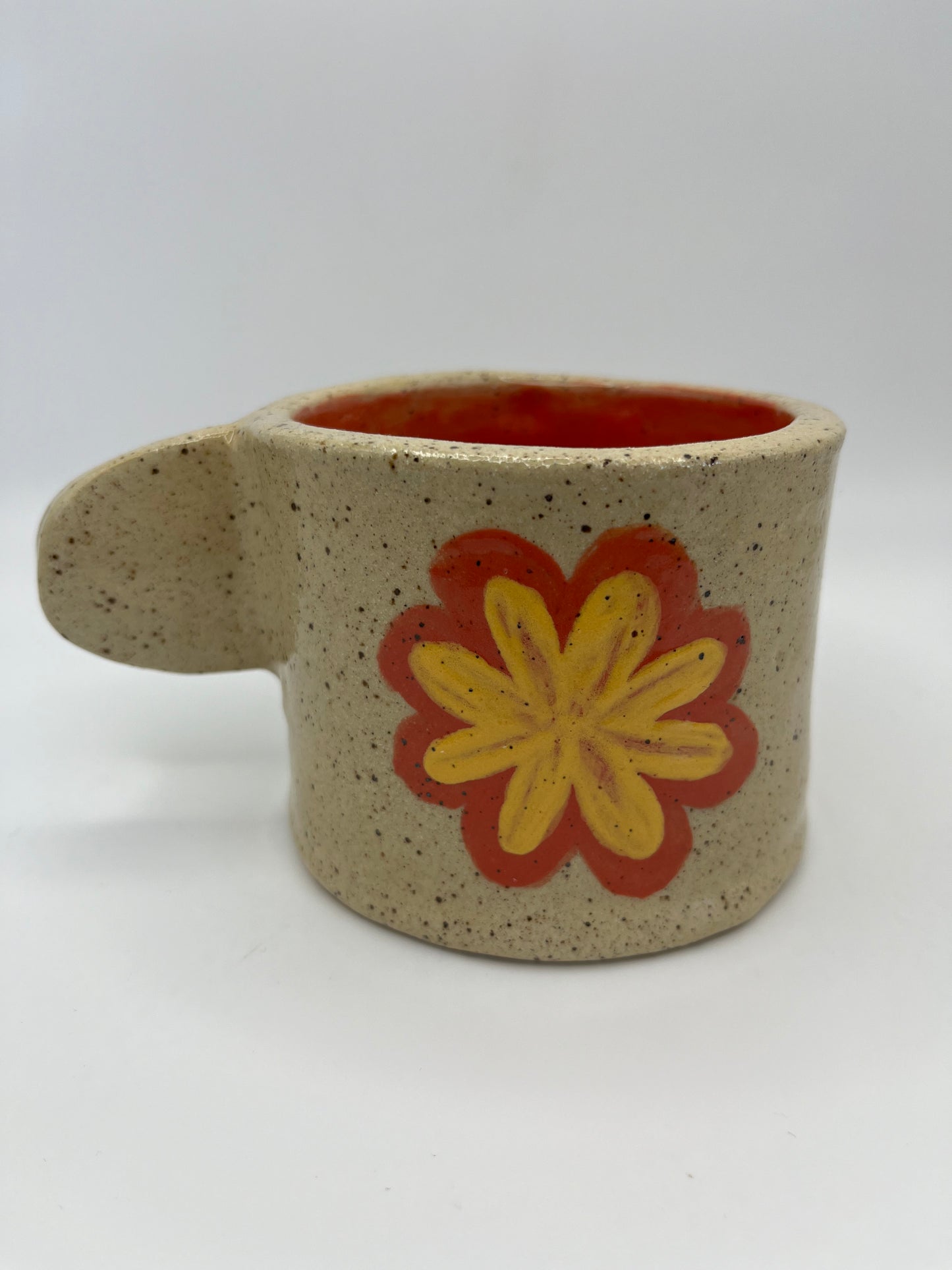 Yellow & Coral Floral Ceramic Mug