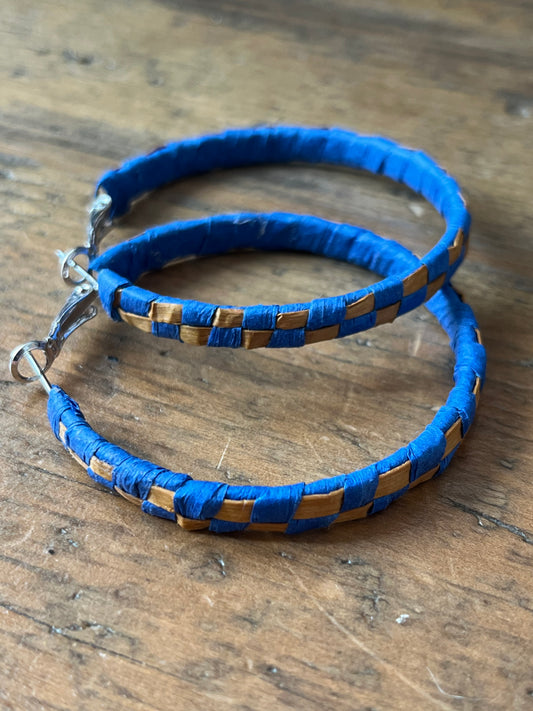 Medium Blue Cedar Woven Hoops