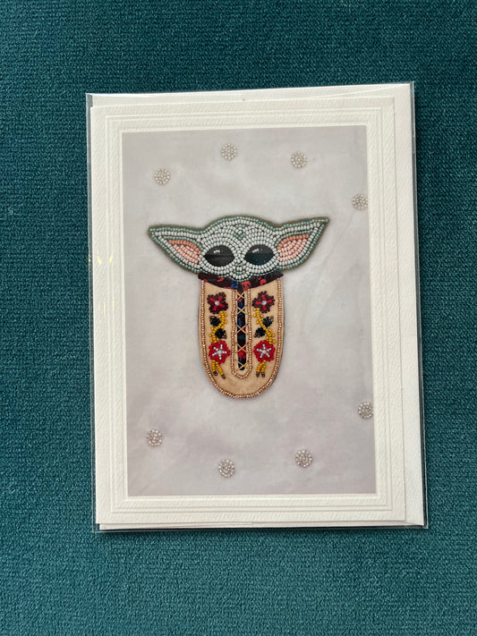 Beaded Baby Yoda Photographic Greeting Card