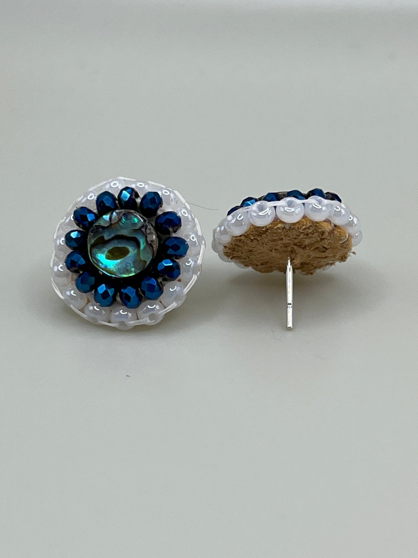 Beaded Abalone Stud Earrings