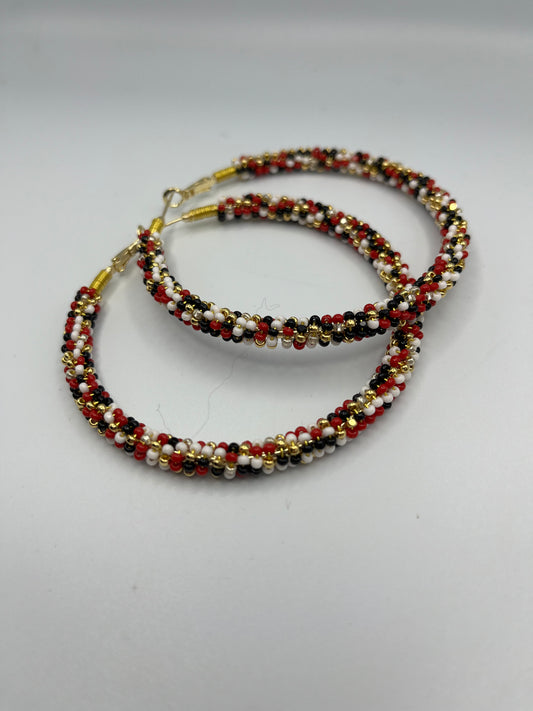 Beaded hoop earrings-Medicine Wheel Coloured- by Alysha Brown/Swampy Cree 2 3/4 inch