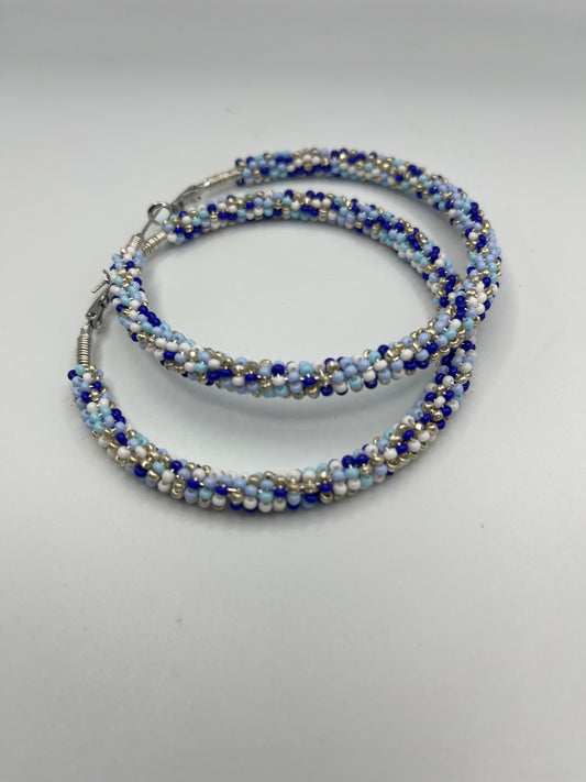 Beaded hoop earrings by Alysha Brown/Swampy Cree 2 3/4 inch