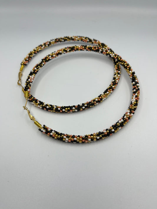 Beaded hoop earrings by Alysha Brown, 4 inch