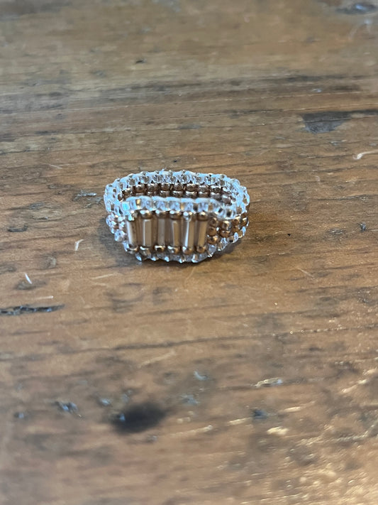 Bugle Silver & Rose Gold Beaded Ring