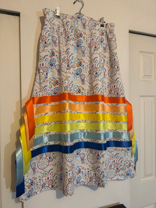 Cotton Ribbon Skirt | Multi Colour Dream Catcher Design