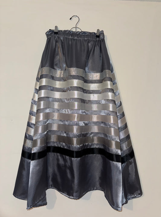 Satin Ribbon Skirt | Grey