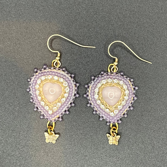 Rose Quartz & Sweet Grass Earrings