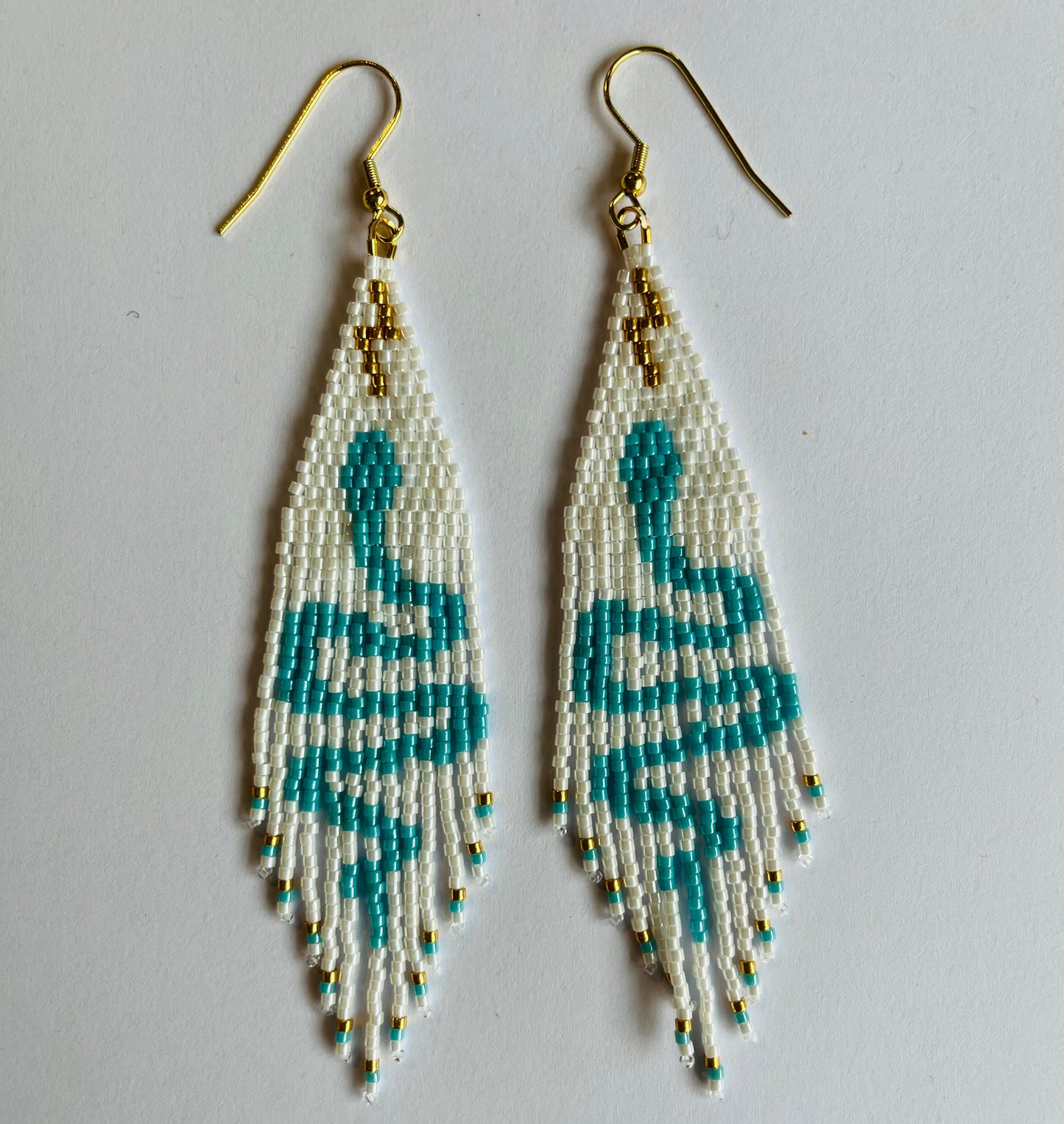 Snake Fringe Earrings in Turquoise and Gold