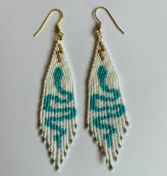 Snake Fringe Earrings in Turquoise and Gold
