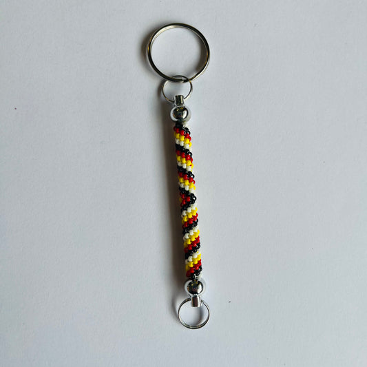 Beaded Key Chain - yellow, white, red, black