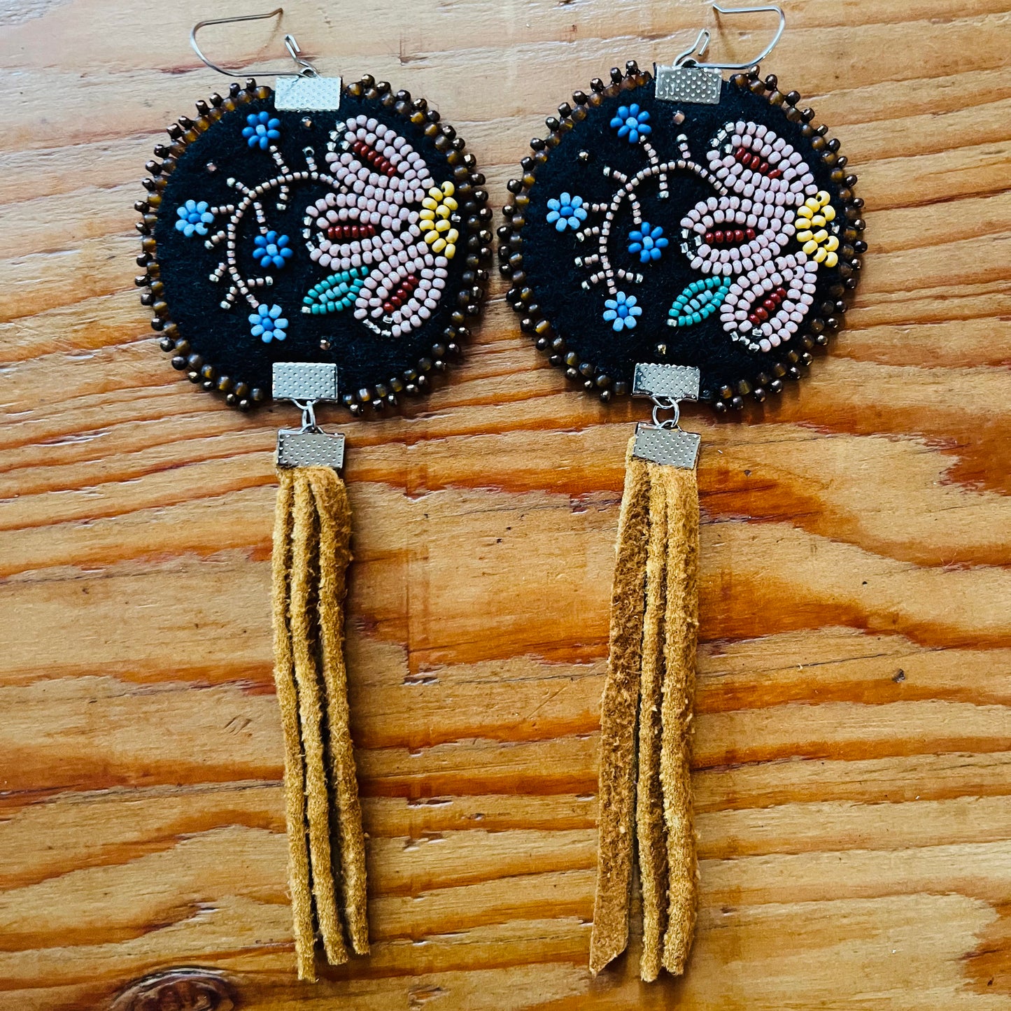 Round Wild Rose Floral Metis Earrings