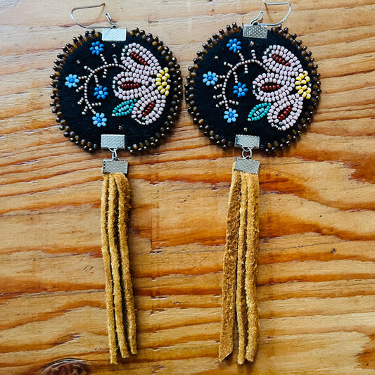 Round Wild Rose Floral Metis Earrings