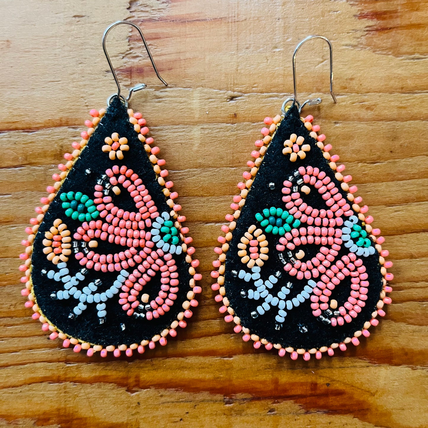 Peach Pear Drop Floral Metis Earrings