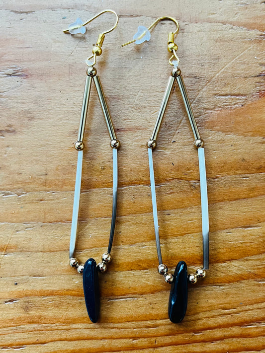 Obsidian and Quill Earrings