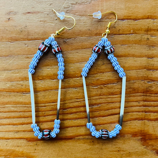 Nigerian Trading Bead and Quill Earrings