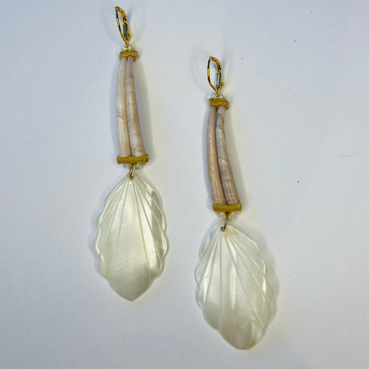 Dusty Rose Dentallium Earrings