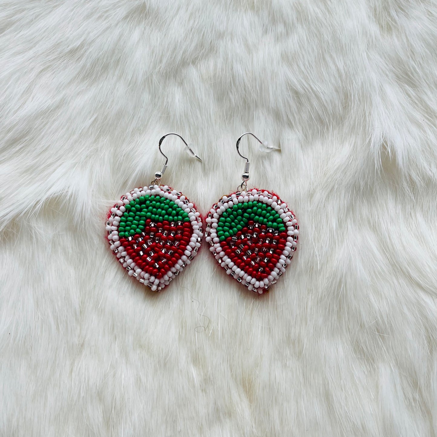 Medium Strawberry Flat Stitch Earrings
