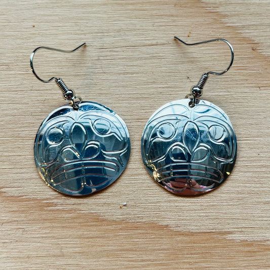 Silver Carved Moon Earrings