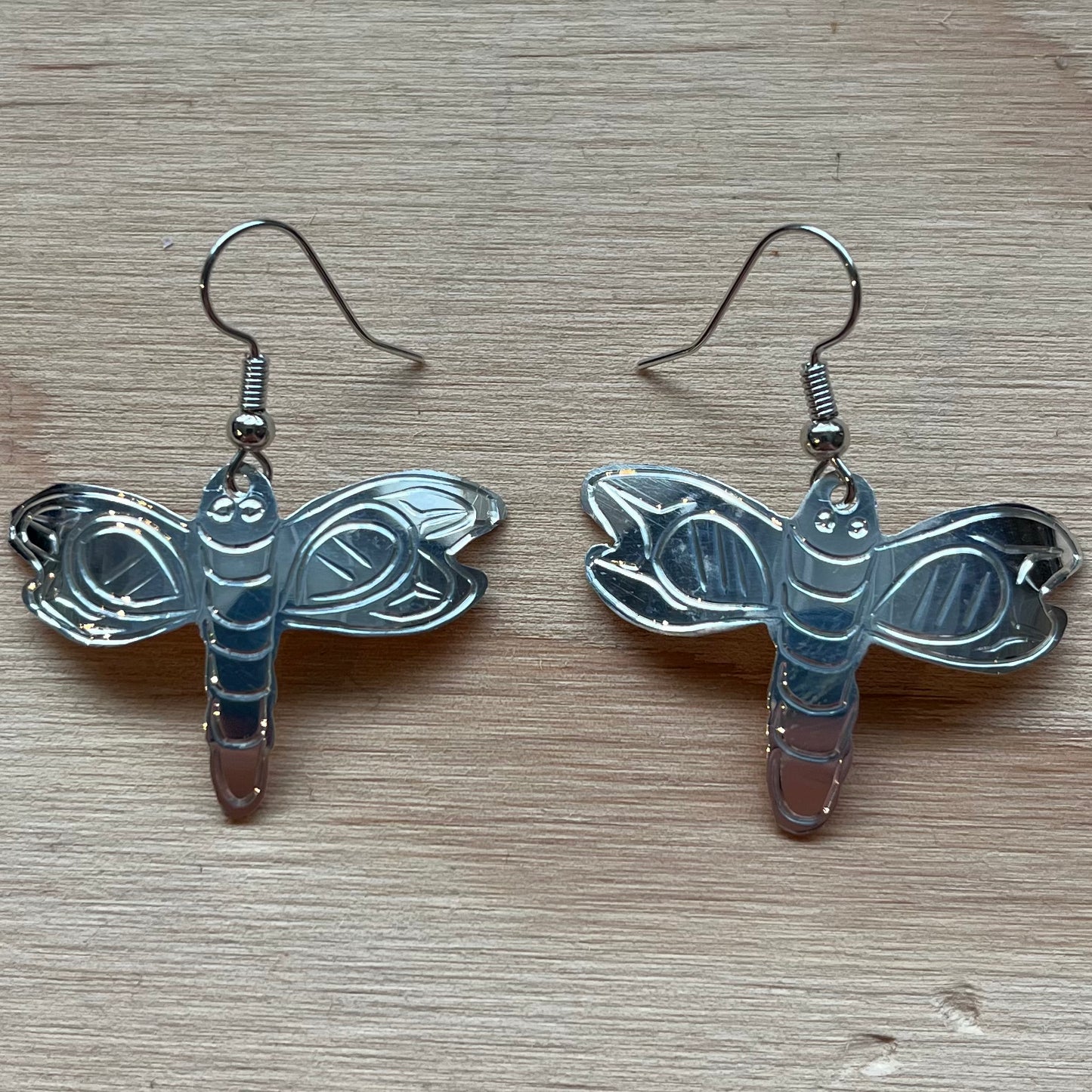 Silver Carved Dragon Fly Earrings