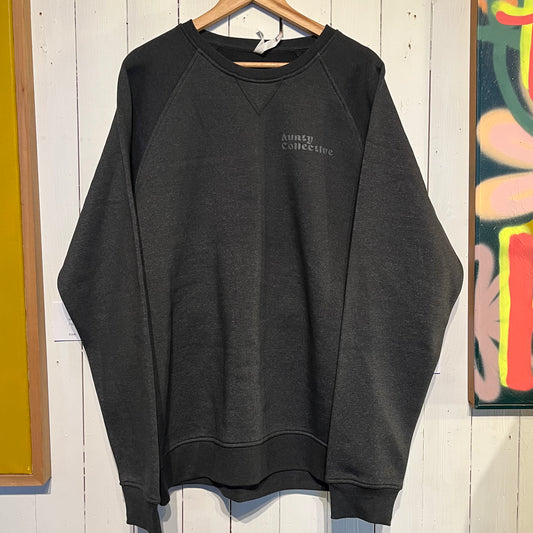 Aunty Collective Vintage Style Crew Neck Sweatshirt- Black Heather LIMITED EDITION