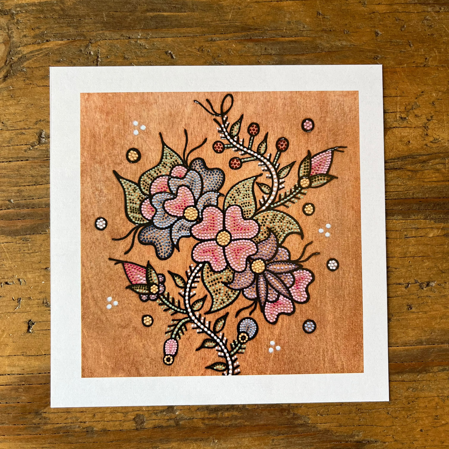 Florals on Wooden Background, mini prints