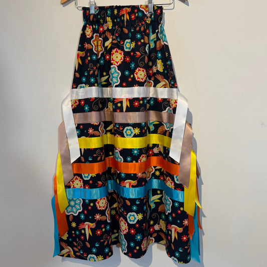 Cotton Ribbon Skirt | Multi Colour Birds