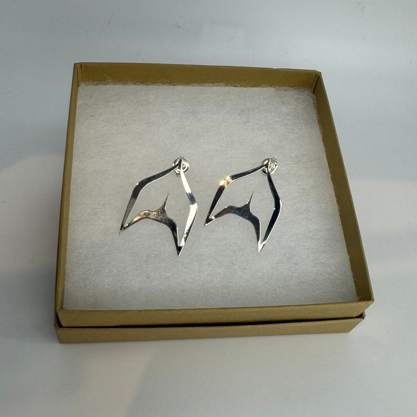 Whale Tale Small Silver "Ecstasy" Earrings- Gina Mae Schubert