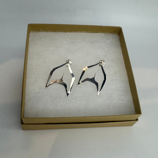 Whale Tale Small Silver "Ecstasy" Earrings- Gina Mae Schubert