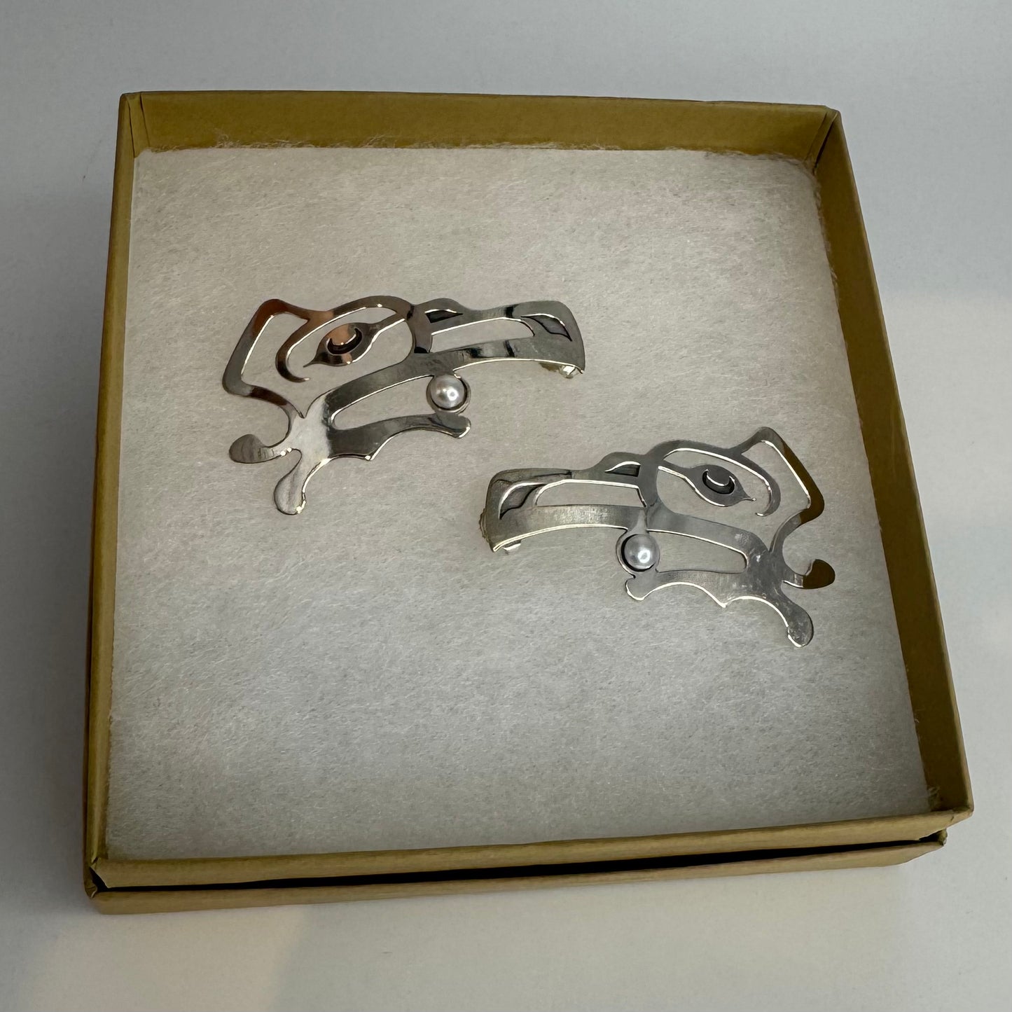 Raven Steals the Light Large Silver Earrings- Gina Mae Schubert